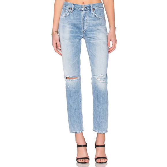 Citizens of Humanity Liya Premium Vintage High Rise Classic Crop Jeans Torn 26 - Picture 1 of 14